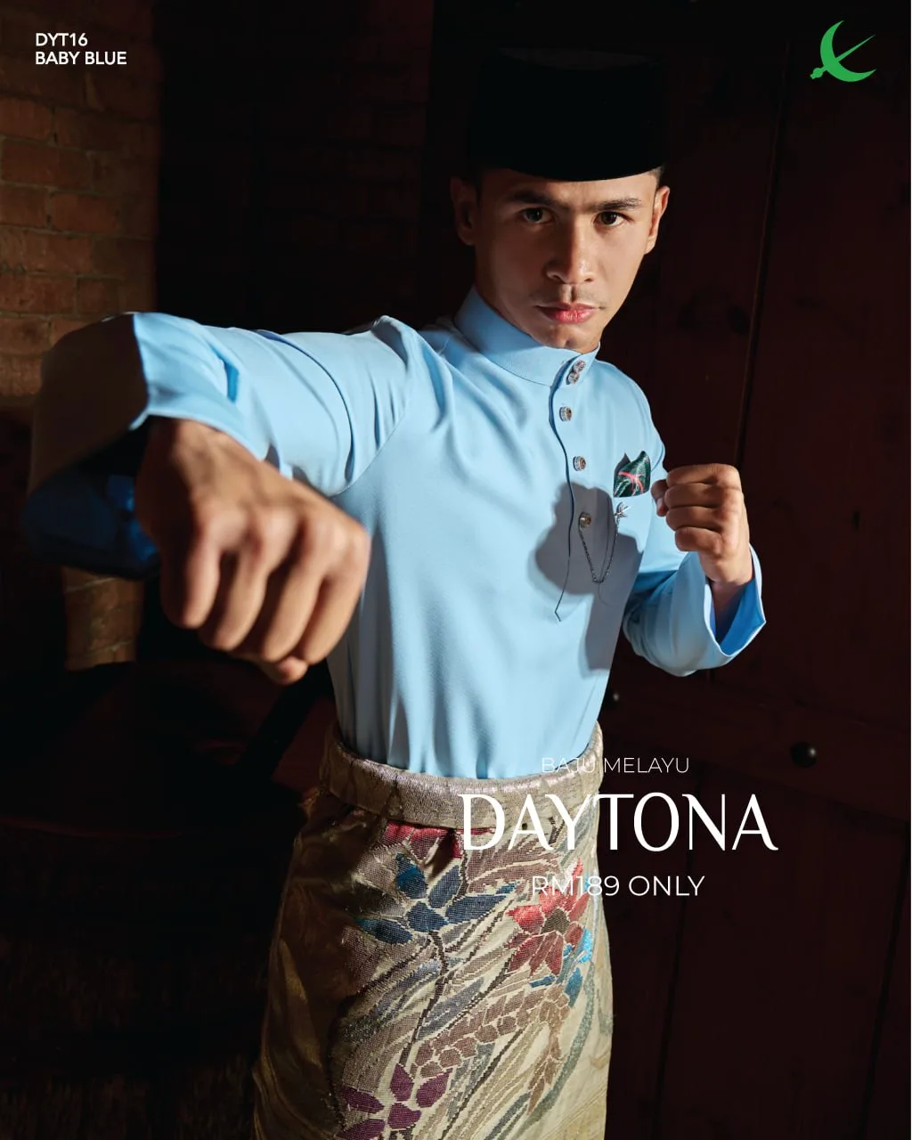 Baju Melayu Elrah Daytona Baby Blue