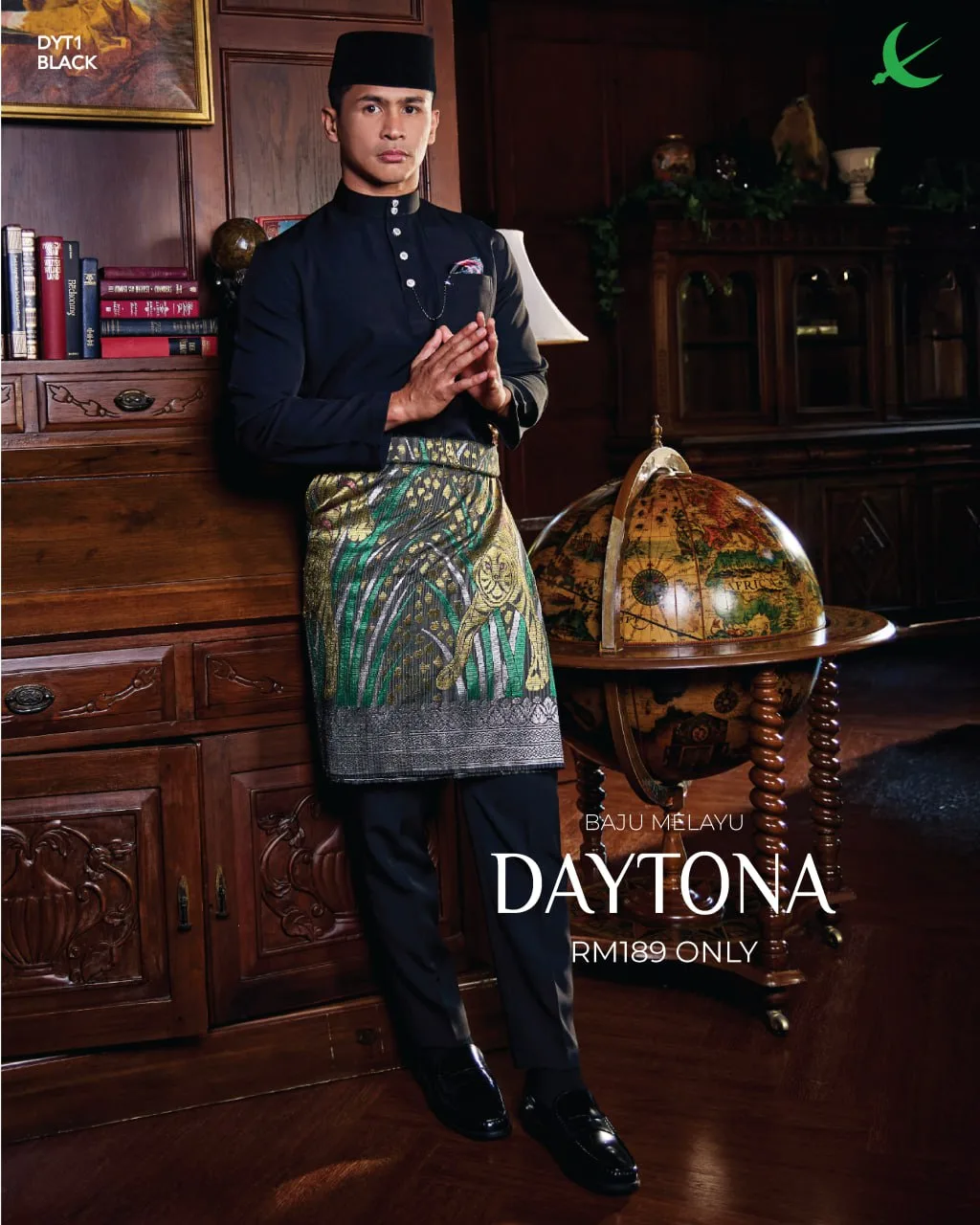 Baju Melayu Elrah Daytona Black