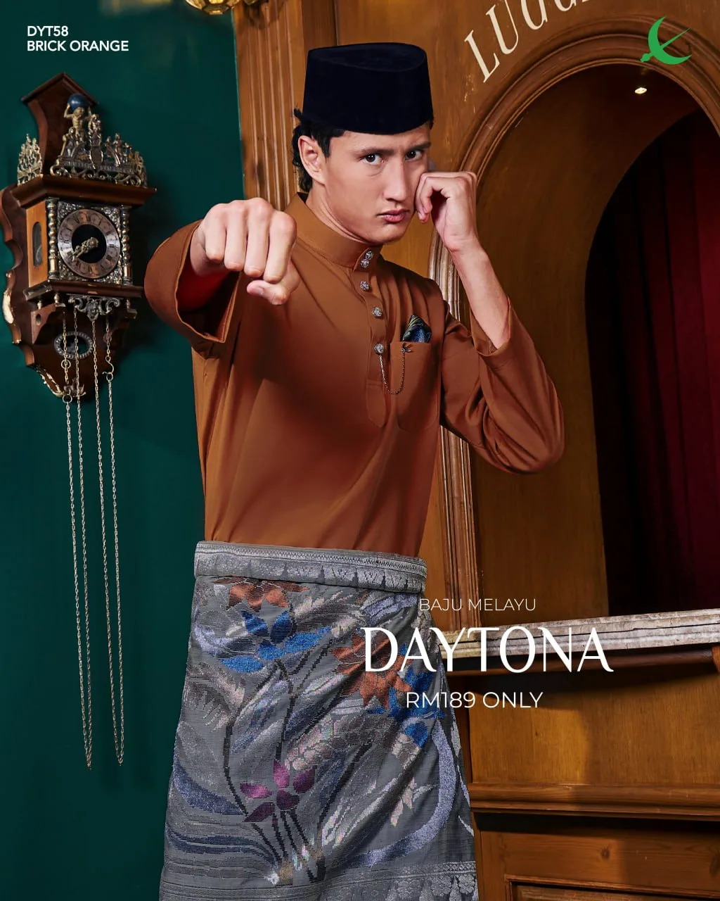 Baju Melayu Elrah Daytona Brick Orange
