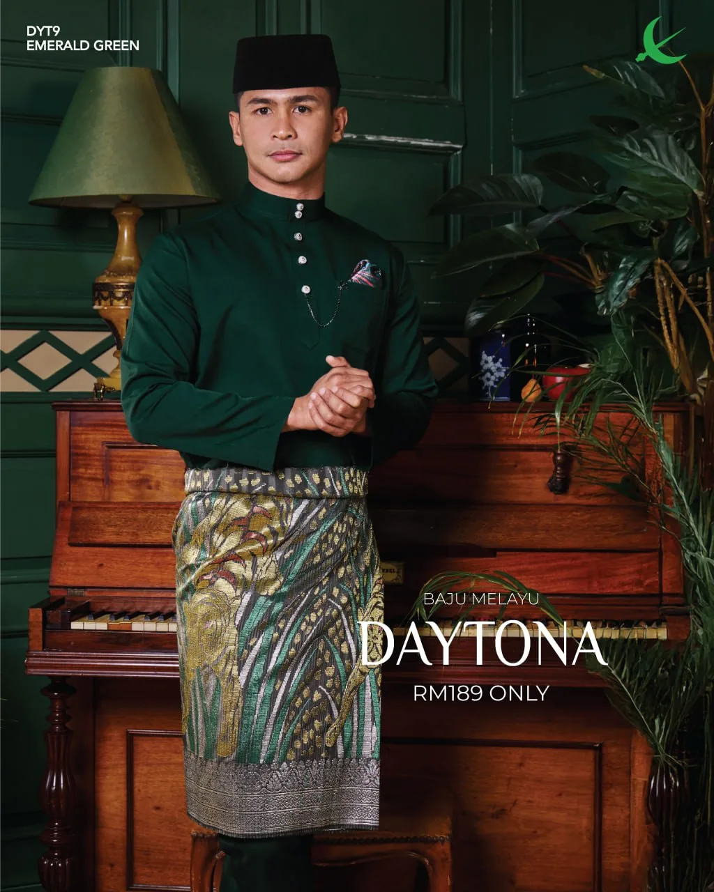 Baju Melayu Elrah Daytona Emerald Green